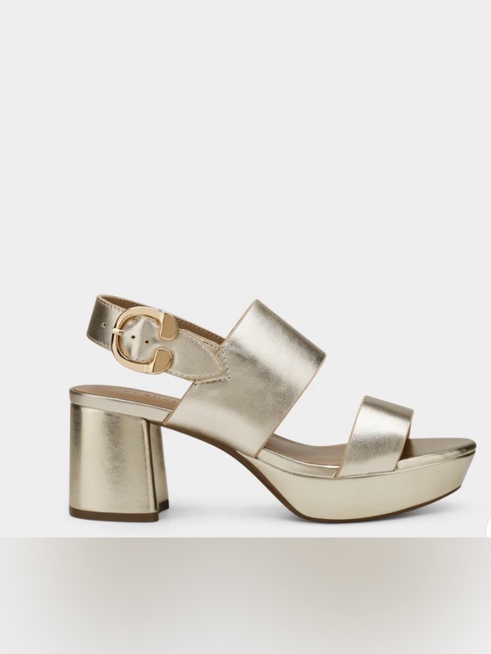 Aerosole Camera Comfortable Women's Platform Sandal in Gold Metallic 8 1/5 - Picture 2 of 7